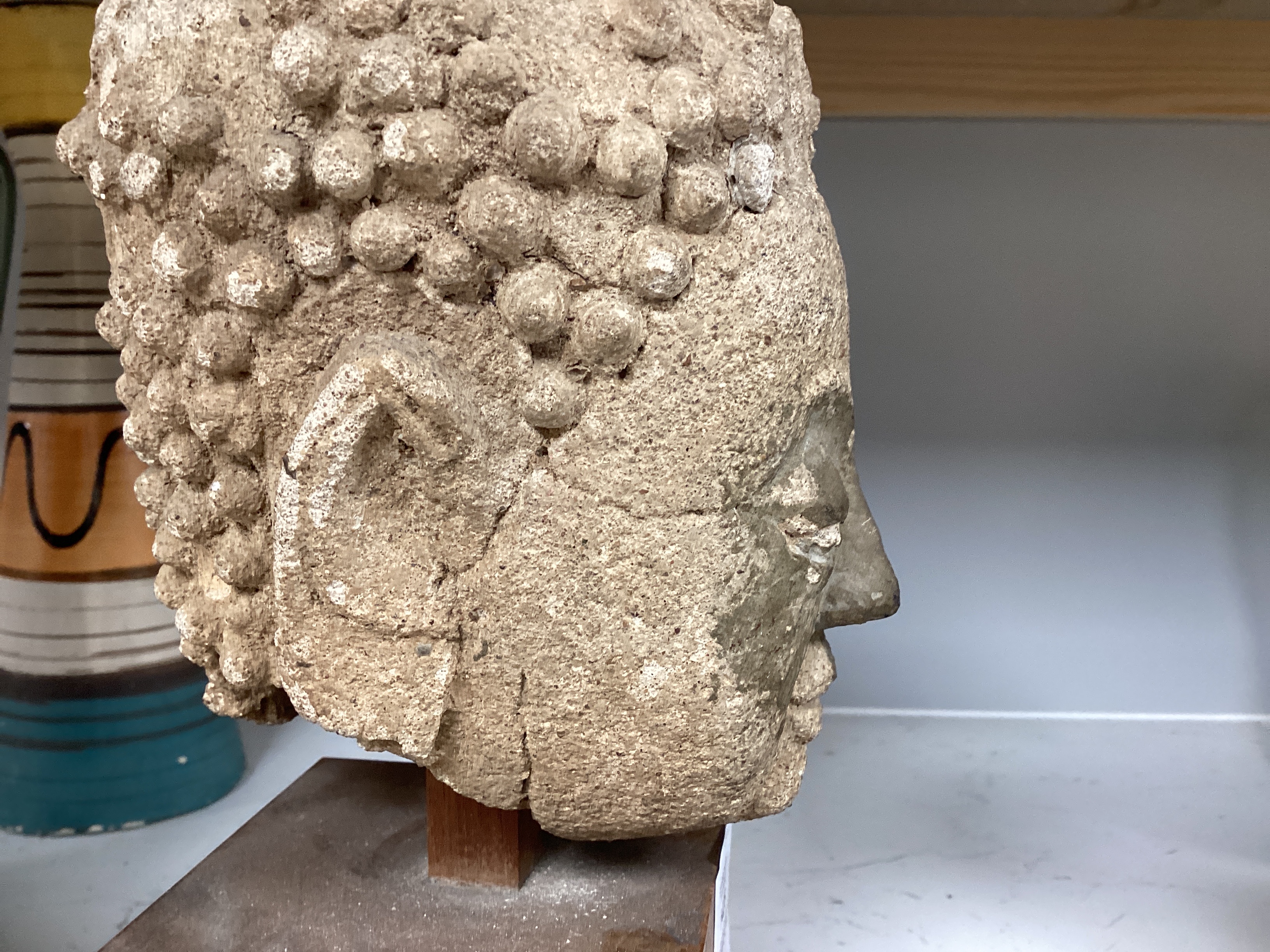 A South East Asian limestone head of Buddha, 29cm